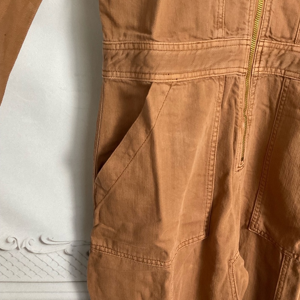 Sandrine Rose FREE PEOPLE “Weird is Rad” Deep Zip Jumpsuit Slouchy XS Linen Fab - Picture 3 of 10